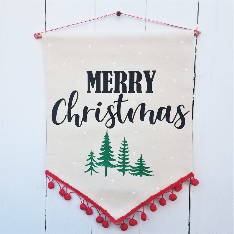Merry Christmas Banner Christmas Banner Christmas Wall Art Etsy