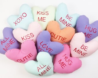 conversation heart pillow