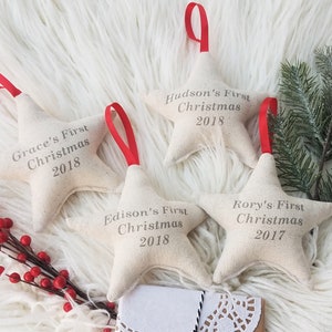 first Christmas star ornament, personalized first Christmas ornament, custom ornament, baby's first Christmas ornament, name year ornament image 2