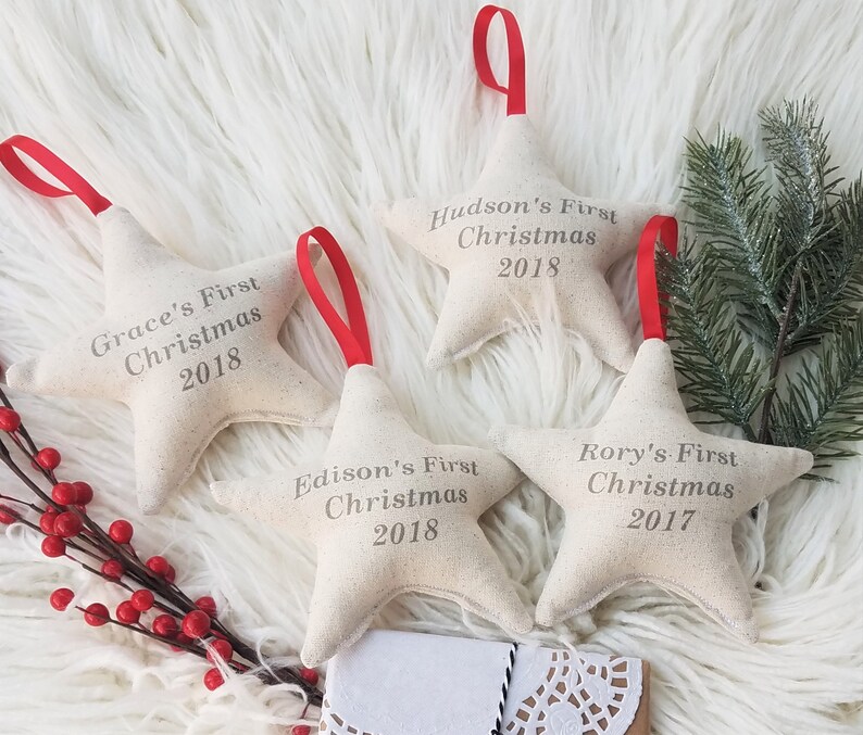 first Christmas star ornament, personalized first Christmas ornament, custom ornament, baby's first Christmas ornament, name year ornament image 2