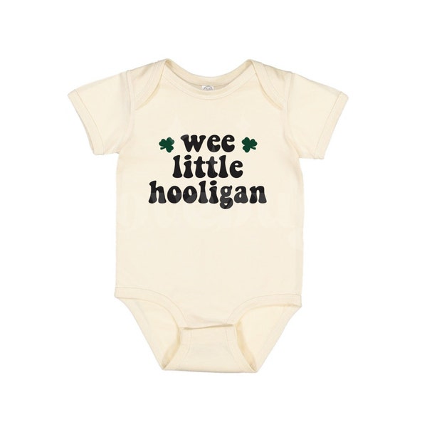 Wee little hooligan baby shirt, St Patrick's Day Shirt kids, St. Patrick's Day Bodysuit, Retro Natural St. Patrick's Shirt kids