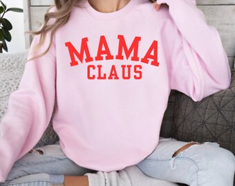 Mama Claus Pink Crewneck Sweatshirt Pink, Subtle Christmas pregnancy announcement, Pink Christmas Sweatshirt, Cute Christmas Sweatshirt Wome