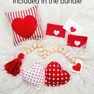 Valentine's Day Tiered Tray BUNDLE Valentine's Day Tiered Tray Decoration Valentine's Day felt love letters fabric hearts wooden garland image 2