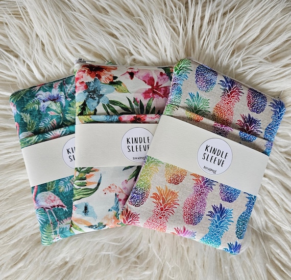 Tropical Rainbow Pineapple Padded Kindle Sleeve w/ Pocket, Padded E reader Sleeve, Bookworm, Padded Kindle Case, Kindle Paperwhite sleeve