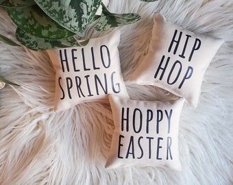 Easter Tiered Tray Mini Pillow, Hoppy Easter Mini Pillow, Hello Spring Mini Pillow, Spring Tiered Tray Decor, Easter Tiered Tray Farmhouse