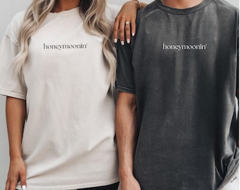 Camisetas combinando Comfort Colors Honeymoonin', presente para recém-casados