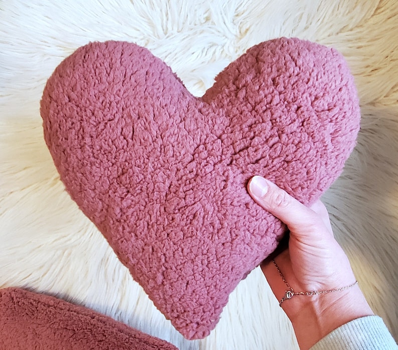 Heart Pillow Plush Pink Heart Pillow Valentine Heart Decor Etsy