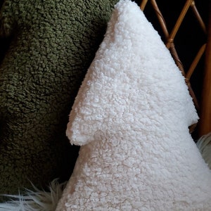 Green sherpa plush Christmas Tree pillow, Tree plush pillow, Christmas Tree décor, Tree shaped pillow, soft plush Christmas pillow, image 3