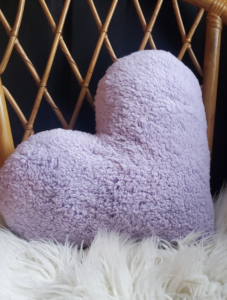 Sherpa Heart pillow plush, white heart pillow, valentine heart decor, sherpa heart shaped pillow, soft plush heart pillow, image 4