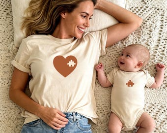 Matching Mama baby puzzle heart shirt, mother's day gift