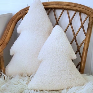 Green sherpa plush Christmas Tree pillow, Tree plush pillow, Christmas Tree décor, Tree shaped pillow, soft plush Christmas pillow, image 5