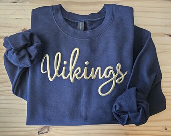 Custom metallic puff team name Sweatshirt, embossed mascot sweatshirt, school sports team, sport mom sweatshirt, custom school sweatshirt
