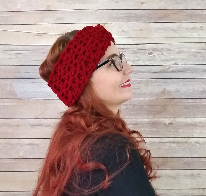 ear muffs, winter headband turban ear warmer winter accessory chunky ear warmer crochet knit ear warmer Burgundy ear warmer headband