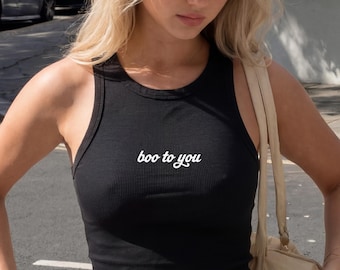 Boo To You cropped tank: Theme Park Halloween Party, Not Scary Halloween Party