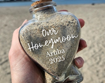 Lembrança de Lua de Mel na Praia, Garrafa de Areia para Recordar, Pote de Areia Personalizado para Férias, Presente Ideal para Casal, Lembrança de Viagem e Casamento