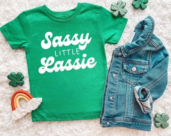 Sassy little Lassie Toddler shirt, St. Patrick's Day Bodysuit, Natural St. Patrick's Shirt toddler, Retro St Patrick’s shirt kids