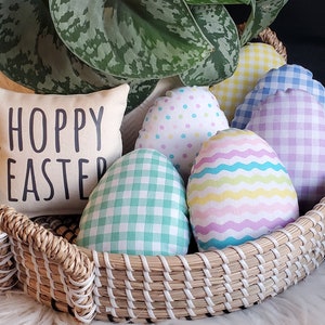 Fabric Easter Egg Tiered Tray Decor, Easter stuffed fabric eggs, Easter Tiered Tray Decoration, Fabric Easter Egg Bowl Filler, Egg Plush