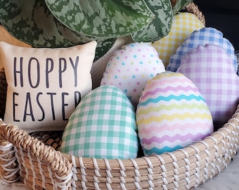 Fabric Easter Egg Tiered Tray Decor, Easter stuffed fabric eggs, Easter Tiered Tray Decoration, Fabric Easter Egg Bowl Filler, Egg Plush