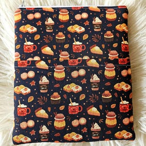 Pumpkin Spice Fall Padded Kindle E Reader or Book Sleeve w/ Pocket, Padded E reader Sleeve, Book sleeve, Gifts for Book Lovers, Bookworm