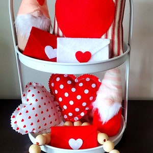 Valentine's Day Tiered Tray BUNDLE Valentine's Day Tiered Tray Decoration Valentine's Day felt love letters fabric hearts wooden garland image 1