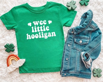 Wee little hooligan kid’s shirt green, St Patrick's Day Toddler shirt, St. Patrick's Day Bodysuit, Retro Natural St. Patrick's Shirt kids