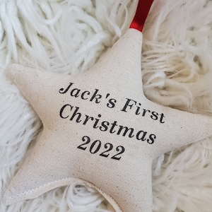 first Christmas star ornament, personalized first Christmas ornament, custom ornament, baby's first Christmas ornament, name year ornament image 1