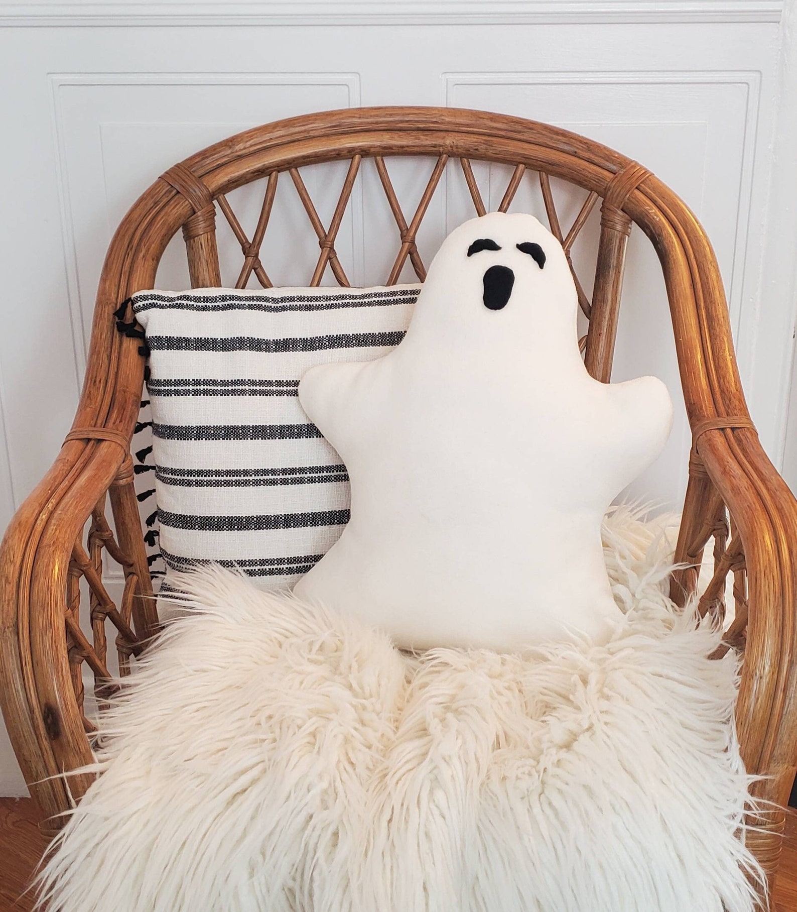 Ghost Pillow Ivory Ghost Plush Halloween Ghost Pillow Etsy