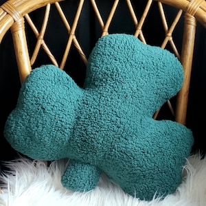 Sherpa shamrock pillow, clover plush pillow, St Patrick&#39;s Day pillow, St Patrick&#39;s Day decor, shamrock plush pillow, clover shaped pillow