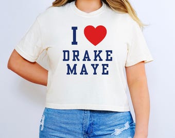 Camiseta "I Love Maye", camiseta de jogo de futebol americano para mulheres, futebol americano da Nova Inglaterra