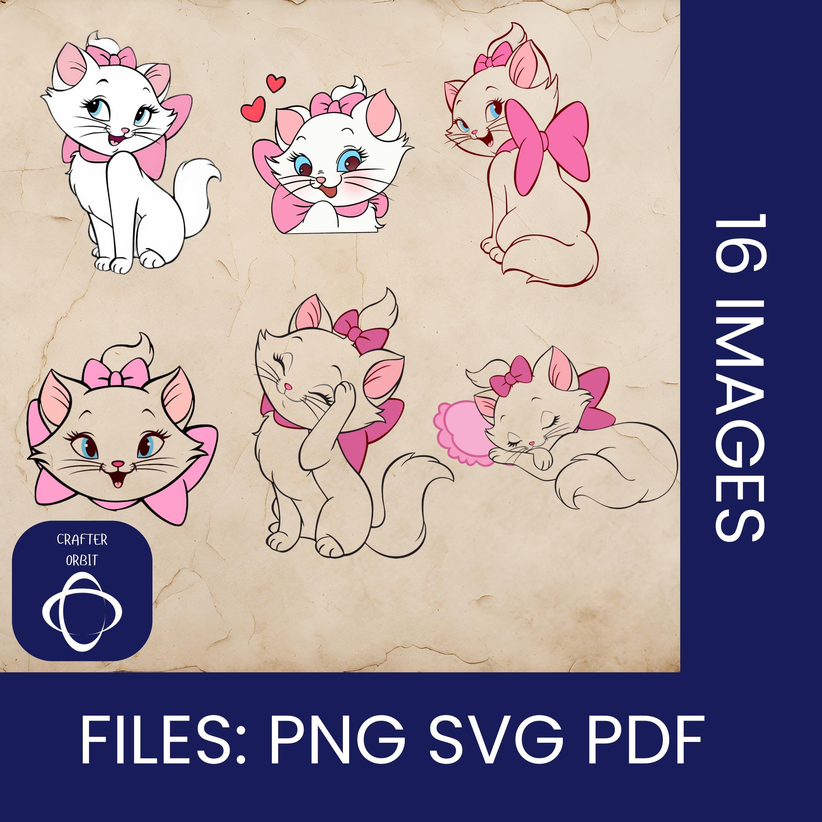 Kawaii Cat SVG Bundle | Girly Kitty Clipart, Cricut Cut Files (PNG, PDF ...