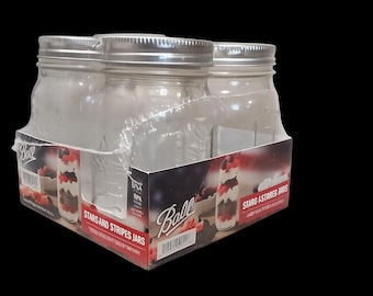 Ball Stars And Strips Jars 16 Oz, 4 Count