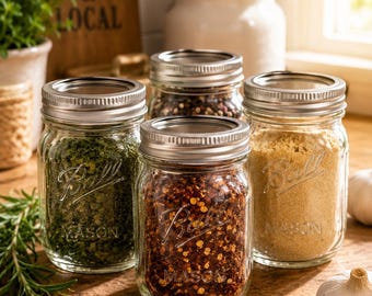 Ball Mini Glass Jars 4Oz. For Spices & Dry Good Storage, 4 Pack
