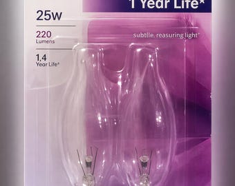 GE Crystal Clear 25W Light Bulbs, 2 bulbs, 220 Lumens
