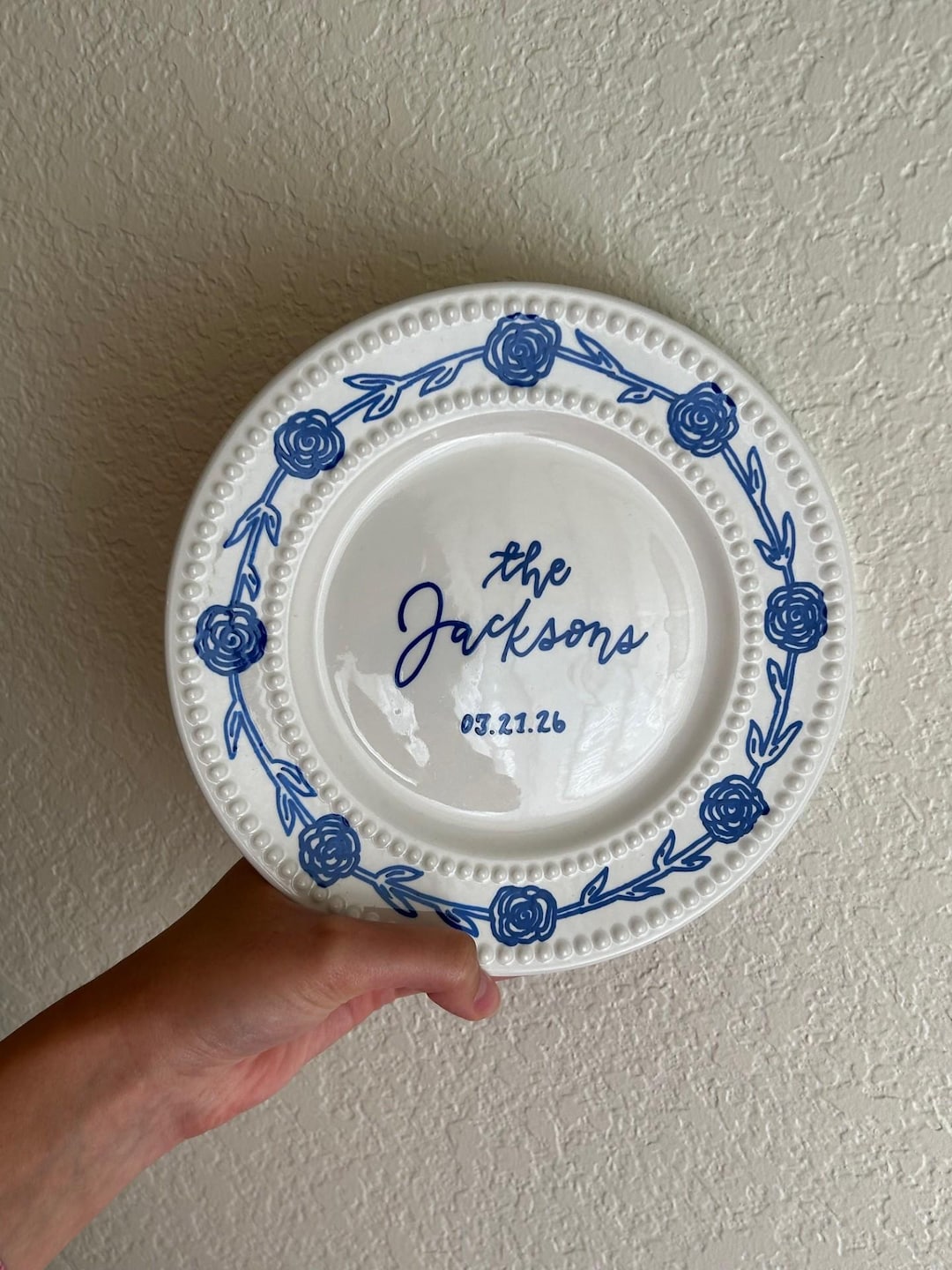 Personalized Wedding Gift Plate, Hand-Drawn Ceramic Keepsake