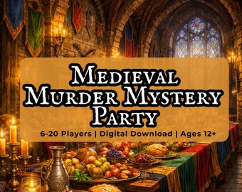 Medieval Murder Mystery Party Kit and Dinner Party, 6–20 Players, Instant Download Printable