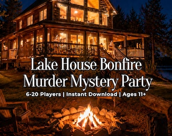 Lake House Bonfire Murder Mystery Party Game for Teens & Adults, Birthday Party Game, Family Game Night, Team Building Game, Ages 11+