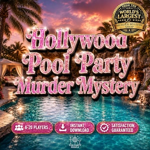 Hollywood Pool Party Murder Mystery Party, Printable Murder Mystery Game, Adult & Teen Party Game, Summer Party Game