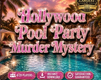 Hollywood Pool Party Murder Mystery Party, Printable Murder Mystery Game, Adult & Teen Party Game, Summer Party Game