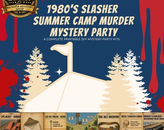 1980s Slasher Murder Mystery Party Game, Summer Camp Murder Mystery, Horror Mystery Party, Adult Mystery Dinner Party Game, Whodunit Game