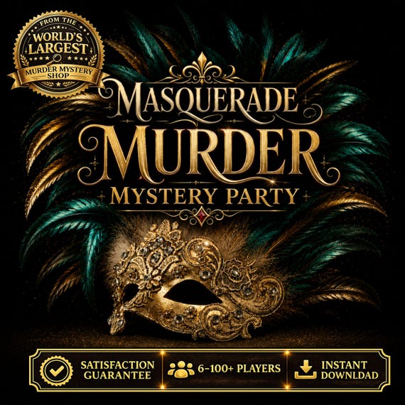 Masquerade Murder Mystery Party, Printable Murder Mystery Game, Mystery Dinner Party, Adult Party Game, Murder Mystery Kit, 6-25 Players