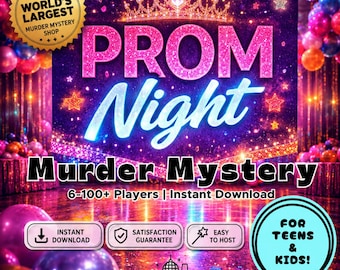 Prom Night Murder Mystery Party, Teen Murder Mystery Party, Instant Download, 6-100+ Players, All Ages