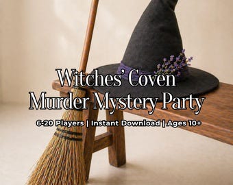 Witches Coven Murder Mystery Party Game, Ages 10+ Birthday or Halloween Party, Family Friendly Coven Game, 6-20 Players