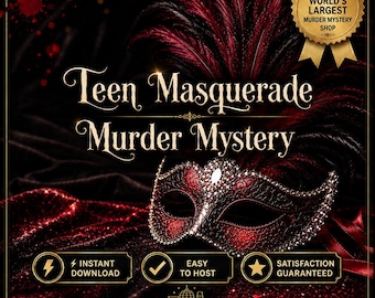 Teen Masquerade Murder Mystery Game, Clean Teen Mystery Game, Teen Birthday Party Game, Sleepover Game