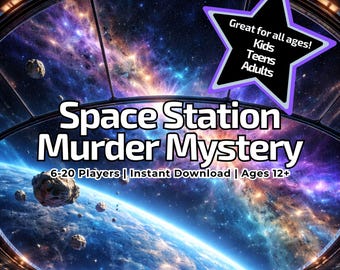 Sci-Fi Space Station Murder Mystery Party, Family Teen Kids & Adult Party Kit, Boys Birthday Party, Father's Day Game, 6-20 Players Ages 12+