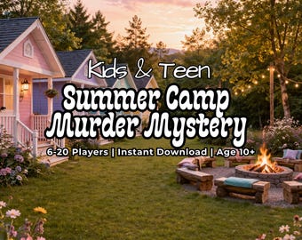 Summer Camp Murder Mystery Party Game for Kids & Teens, Complete Birthday Party for Teen Tween Kids, Clean Teen Murder Mystery, Ages 10+