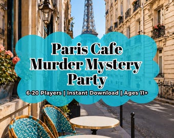 Paris Murder Mystery Party Game for Teens & Adults, Paris Birthday or Bachelorette Party, Complete Bridal or Baby Shower Ages 11+