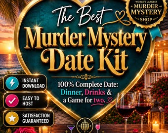 Date Night Murder Mystery Kit, Complete Date Night Kit for Couples, Murder Mystery for Two, Mystery Game for Couples Anniversary