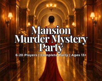 Mansion Murder Mystery Party, Manor Murder Mystery Kit, Complete Birthday Party, Team Building Game, 6–12 Players, Ages 13+
