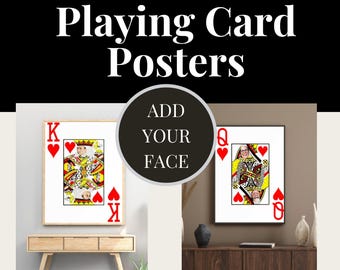 Custom Playing Card Photo Poster, King Queen Jack, Personalized Gift (Canva Template Digital Download)