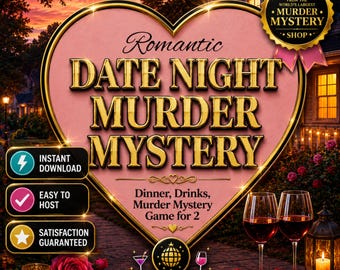 Murder Mystery for Two, Couples Date Night Mystery Game, Printable Date Night Mystery Game for Two, Romantic Couples Game, Instant Download